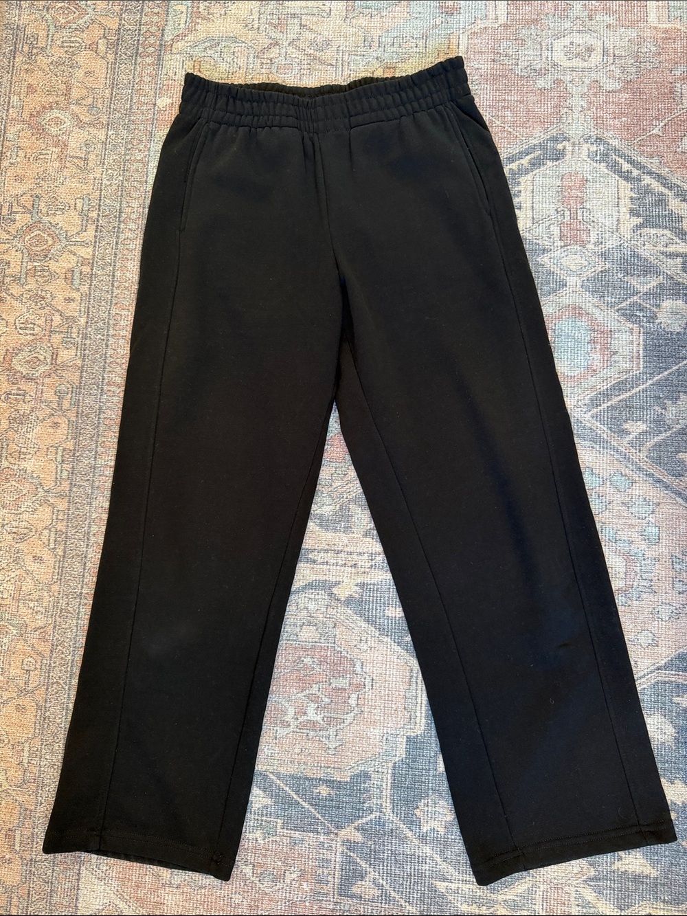 Black Elastic-Waist Sweatpants